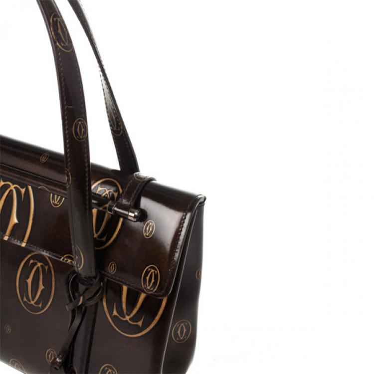 Pre Owned Cartier Brown Happy Birthday Cabochon Flap Bag