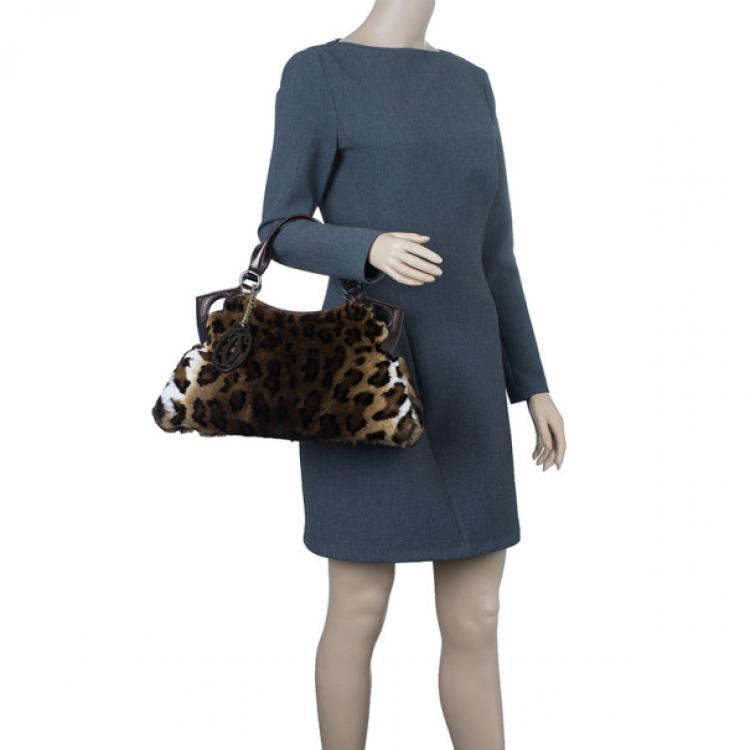 Pre Owned Cartier Leopard Print Rabbit Fur Small Marcello de Cartier Satchel