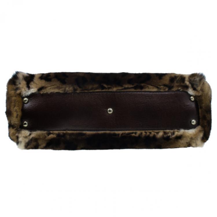 Pre Owned Cartier Leopard Print Rabbit Fur Small Marcello de Cartier Satchel