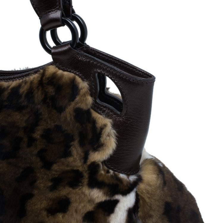 Pre Owned Cartier Leopard Print Rabbit Fur Small Marcello de Cartier Satchel
