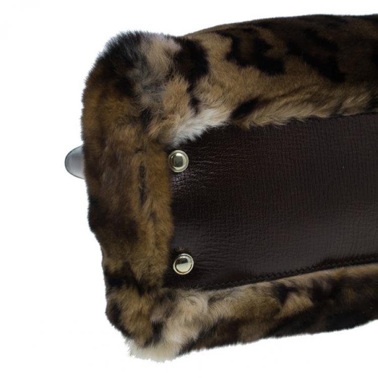 Pre Owned Cartier Leopard Print Rabbit Fur Small Marcello de Cartier Satchel
