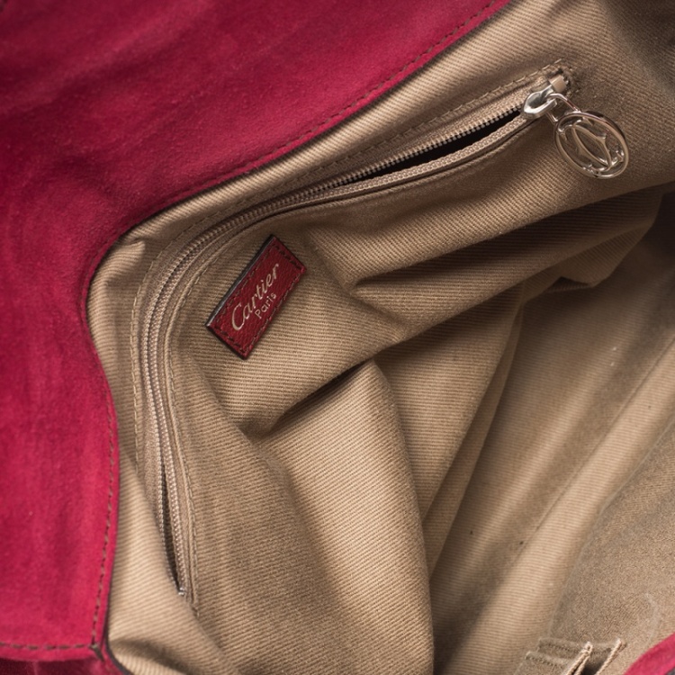 مملوكة مسبقًا Cartier Red Leather and Python Marcello de Cartier Saddle Bag