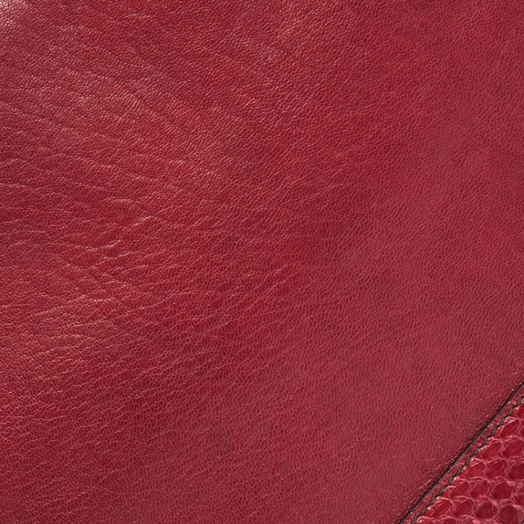 مملوكة مسبقًا Cartier Red Leather and Python Marcello de Cartier Saddle Bag