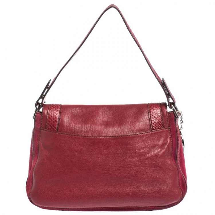 مملوكة مسبقًا Cartier Red Leather and Python Marcello de Cartier Saddle Bag