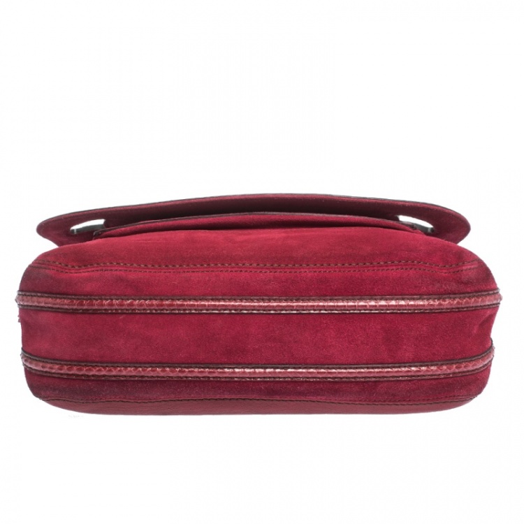 مملوكة مسبقًا Cartier Red Leather and Python Marcello de Cartier Saddle Bag