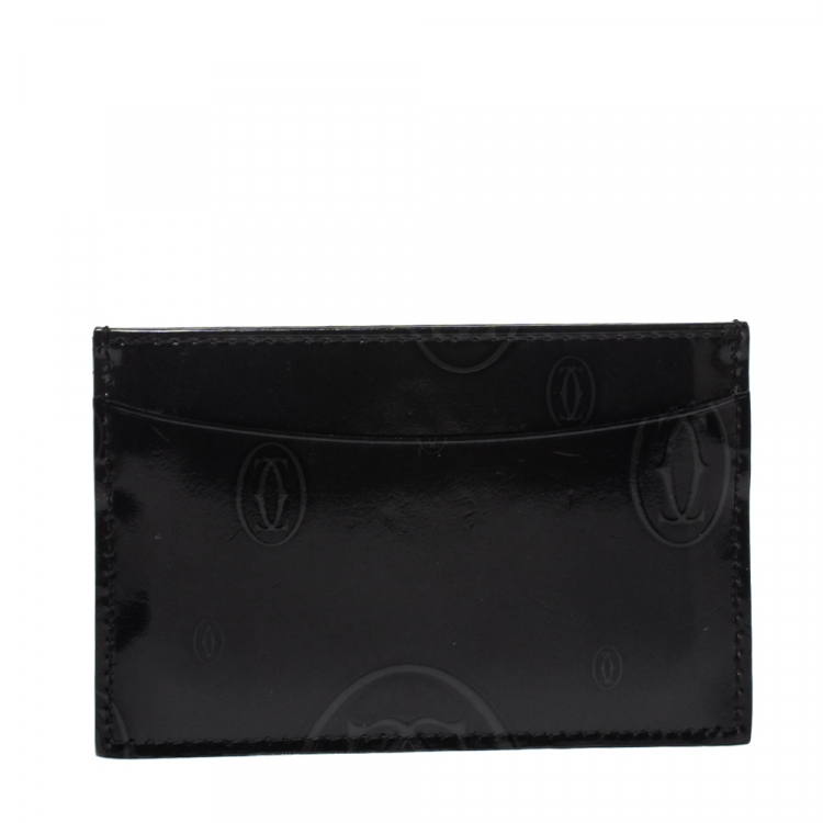 مملوكة مسبقًا Cartier Black Patent Leather Happy Birthday Card Holder