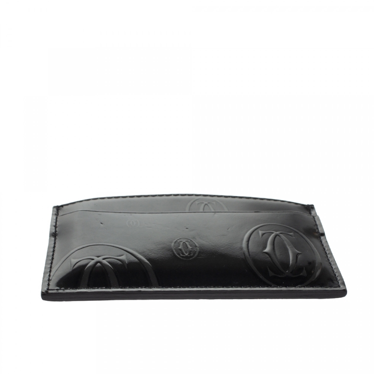 مملوكة مسبقًا Cartier Black Patent Leather Happy Birthday Card Holder