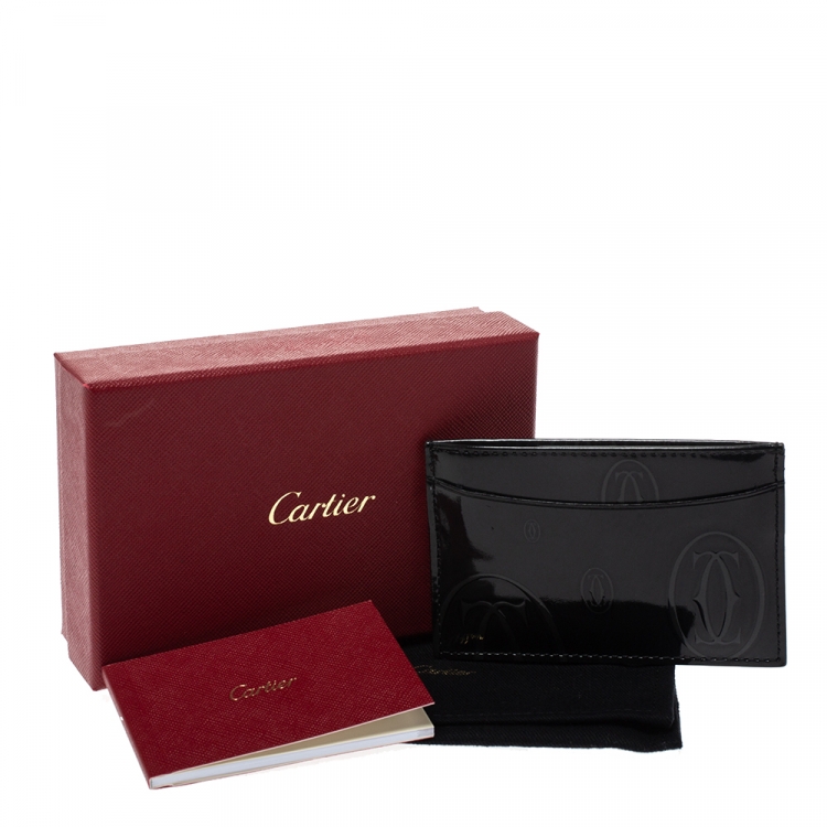 مملوكة مسبقًا Cartier Black Patent Leather Happy Birthday Card Holder