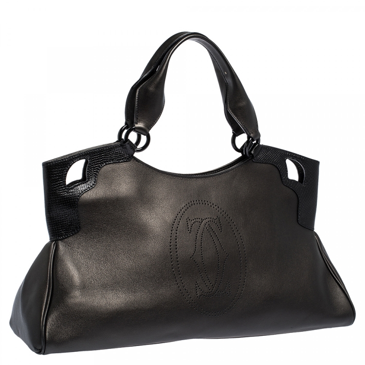 مملوكة مسبقًا Cartier Black Leather Medium Marcello de Cartier Bag