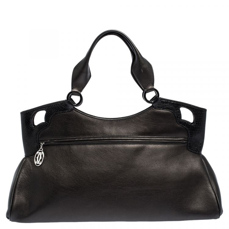 مملوكة مسبقًا Cartier Black Leather Medium Marcello de Cartier Bag