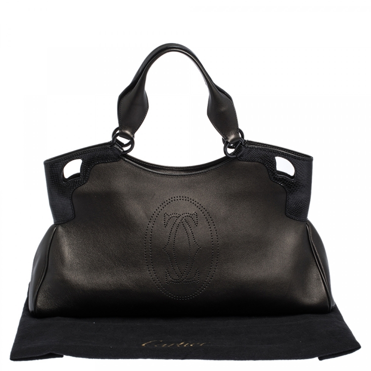 مملوكة مسبقًا Cartier Black Leather Medium Marcello de Cartier Bag