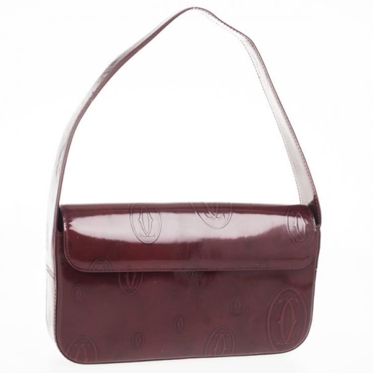 Pre Owned Cartier Burgundy Logo Cabochon Muse Shoulder Handbag