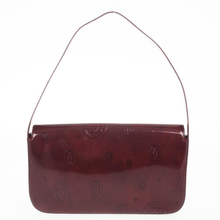 Pre Owned Cartier Burgundy Logo Cabochon Muse Shoulder Handbag