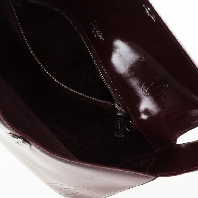 Pre Owned Cartier Burgundy Logo Cabochon Muse Shoulder Handbag