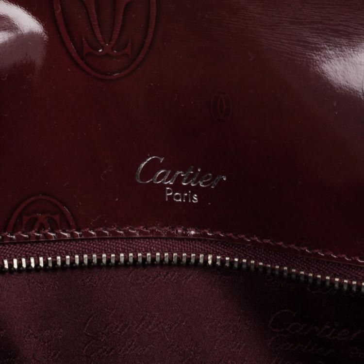 Pre Owned Cartier Burgundy Logo Cabochon Muse Shoulder Handbag