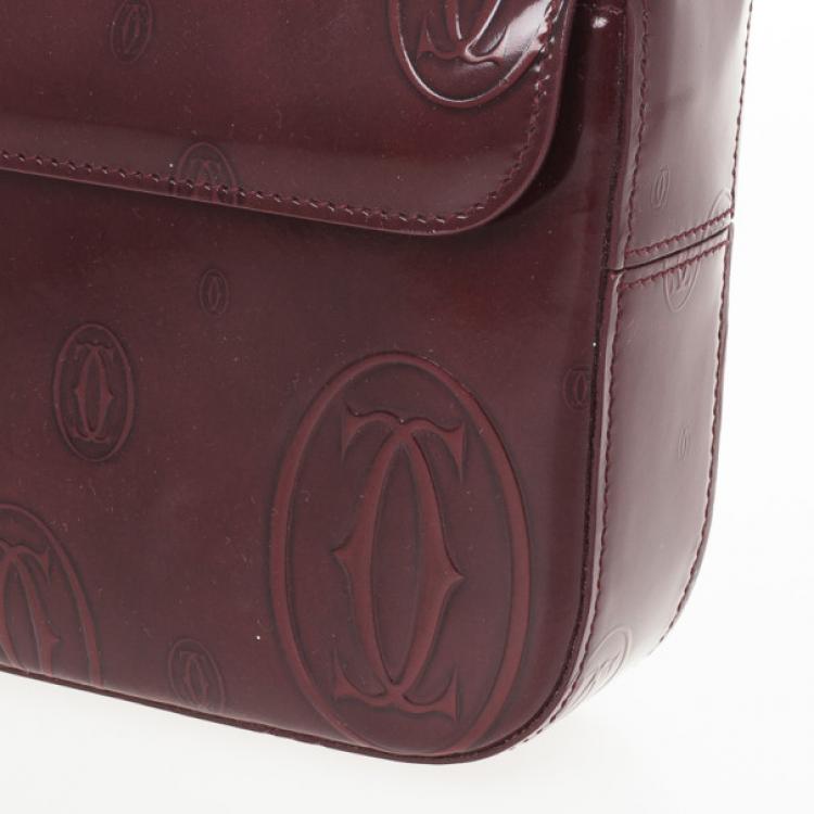 Pre Owned Cartier Burgundy Logo Cabochon Muse Shoulder Handbag