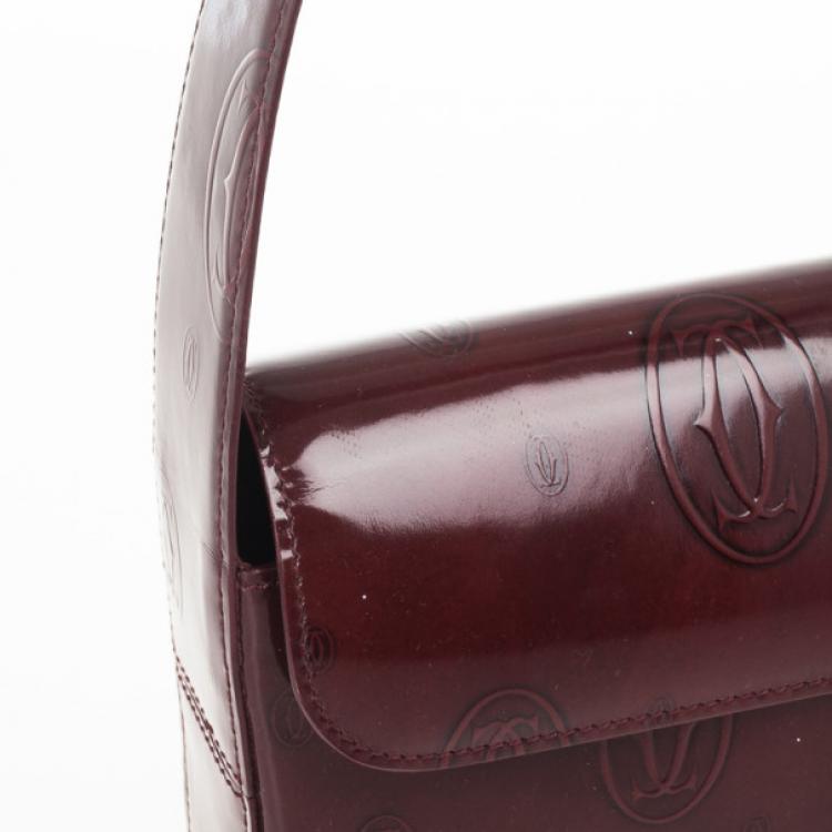Pre Owned Cartier Burgundy Logo Cabochon Muse Shoulder Handbag