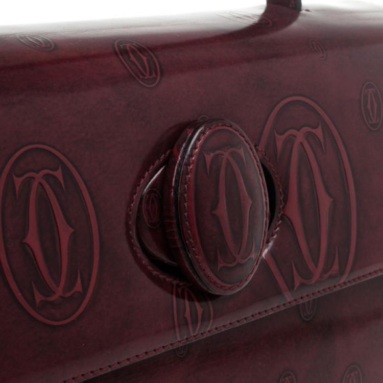 Pre Owned Cartier Burgundy Patent Leather Happy Birthday Top Handle Bag