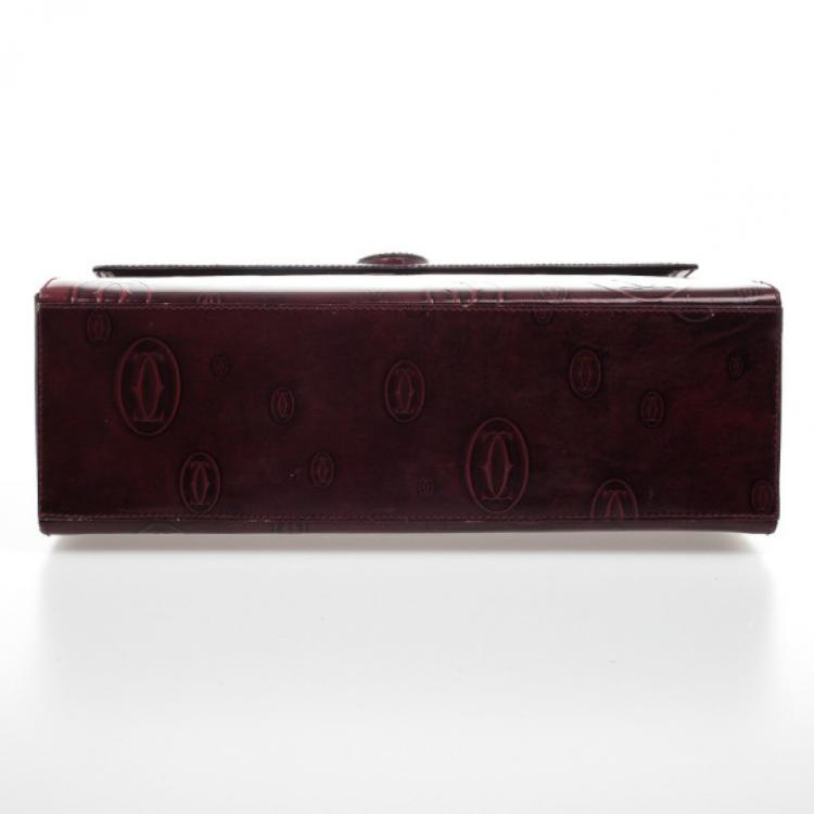 Pre Owned Cartier Burgundy Patent Leather Happy Birthday Top Handle Bag