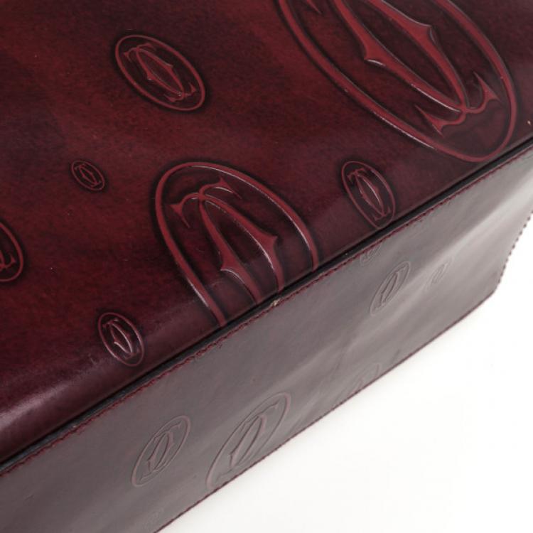 Pre Owned Cartier Burgundy Patent Leather Happy Birthday Top Handle Bag