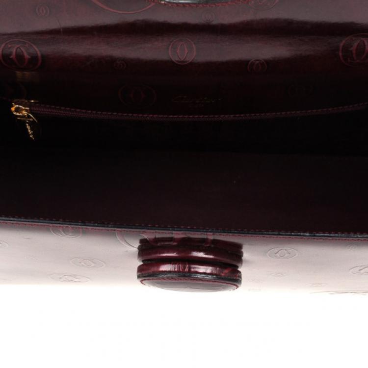 Pre Owned Cartier Burgundy Patent Leather Happy Birthday Top Handle Bag