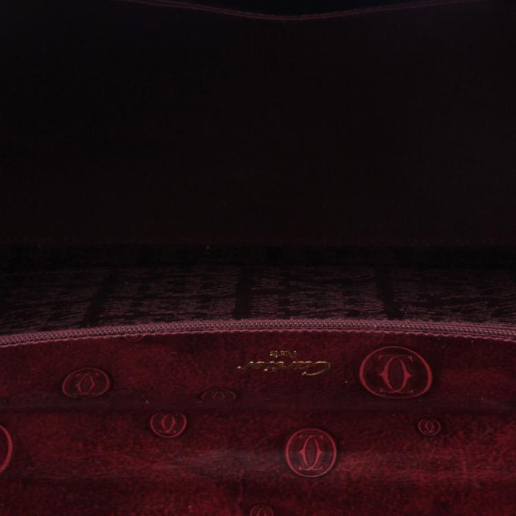 Pre Owned Cartier Burgundy Patent Leather Happy Birthday Top Handle Bag