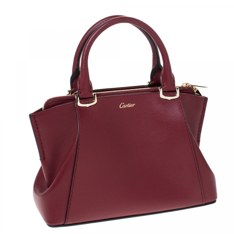 Pre Owned Cartier Burgundy Taurillon Leather Mini C de Cartier Satchel