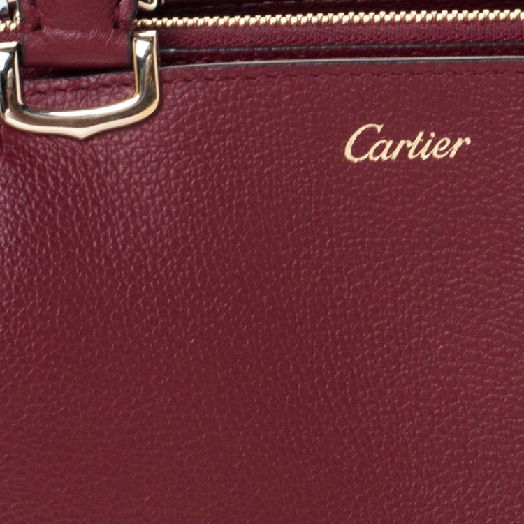 Pre Owned Cartier Burgundy Taurillon Leather Mini C de Cartier Satchel