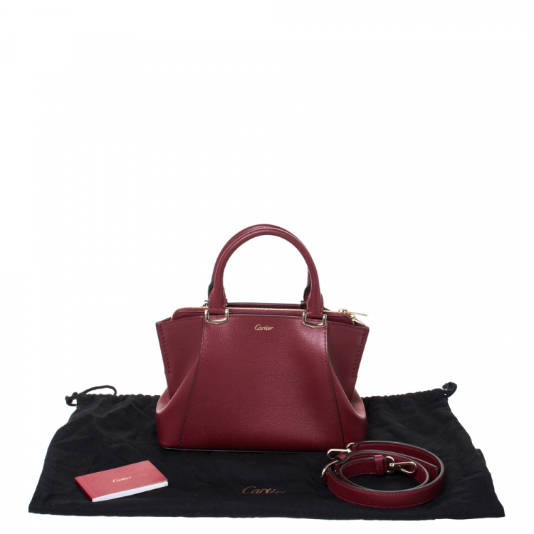 Pre Owned Cartier Burgundy Taurillon Leather Mini C de Cartier Satchel
