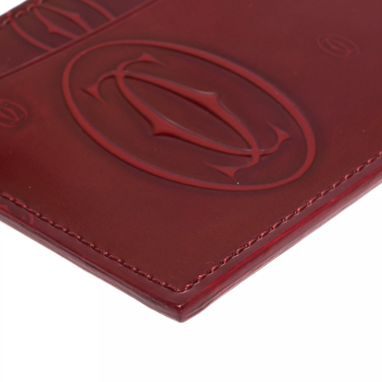 Pre Owned Cartier Red Patent Leather Happy Birthday Card Holder