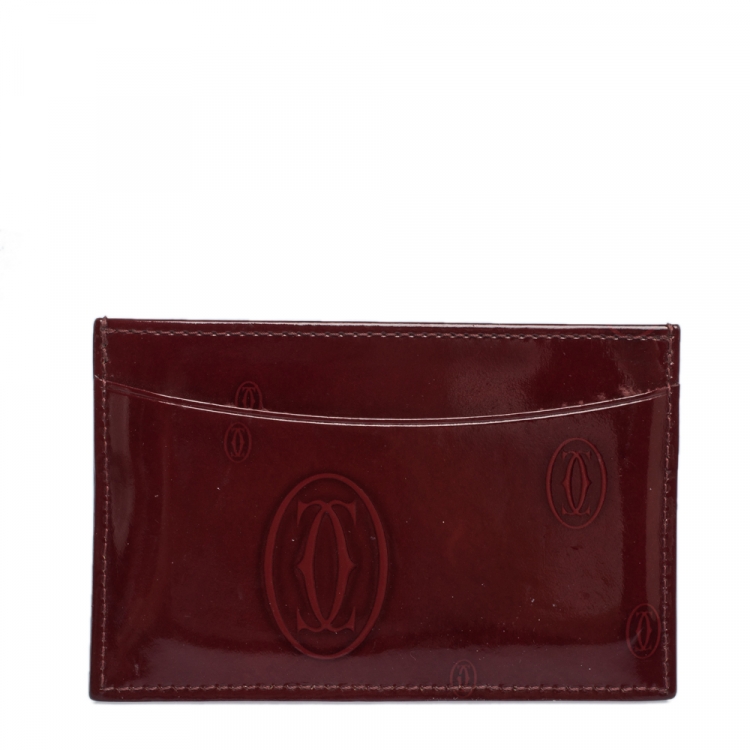 مملوكة مسبقًا Cartier Red Patent Leather Happy Birthday Card Holder