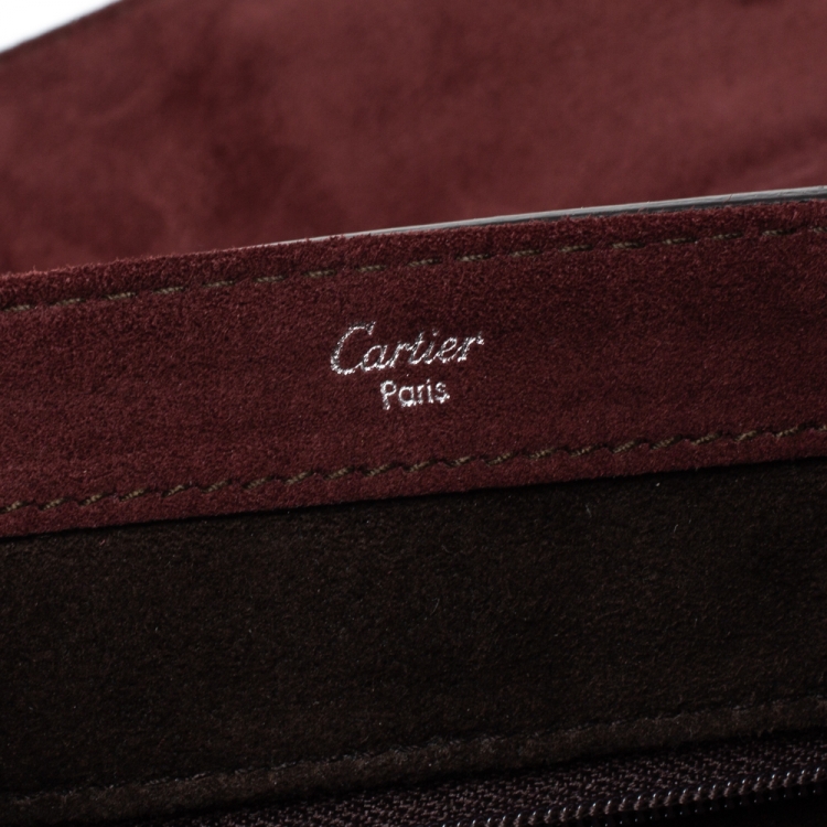 Pre Owned Cartier Burgundy Patent Leather/Suede and Python Classic Feminine Line Chain Bag