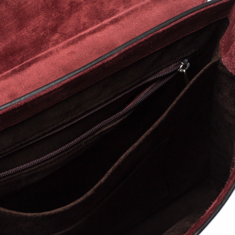 Pre Owned Cartier Burgundy Patent Leather/Suede and Python Classic Feminine Line Chain Bag