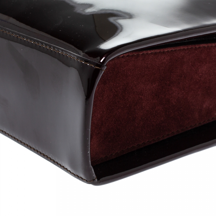 Pre Owned Cartier Burgundy Patent Leather/Suede and Python Classic Feminine Line Chain Bag