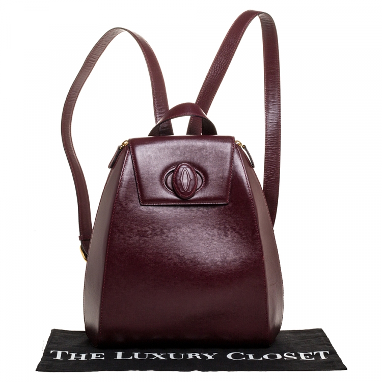 Pre Owned Cartier Burgundy Leather Happy Birthday Backpack
