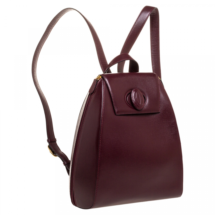 Pre Owned Cartier Burgundy Leather Happy Birthday Backpack