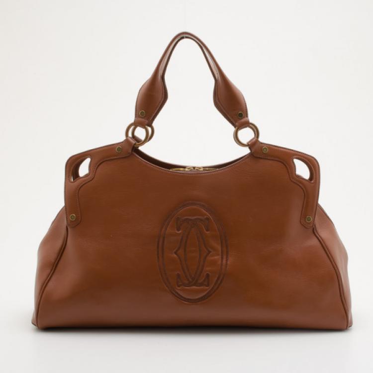 Pre Owned Cartier Brown Leather Marcello De Cartier Large Handbag