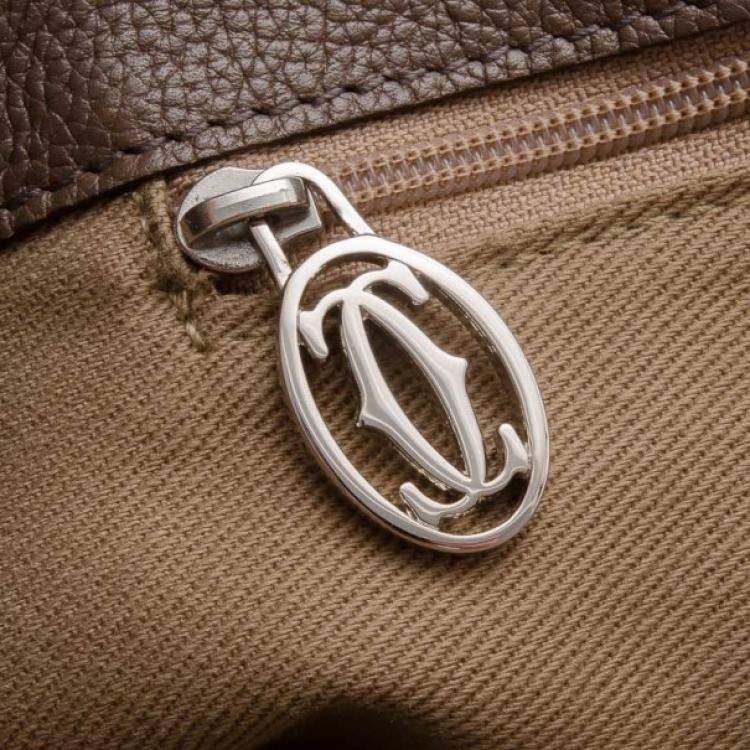 Pre Owned Cartier Beige Canvas & Snakeskin Marcello Tote 