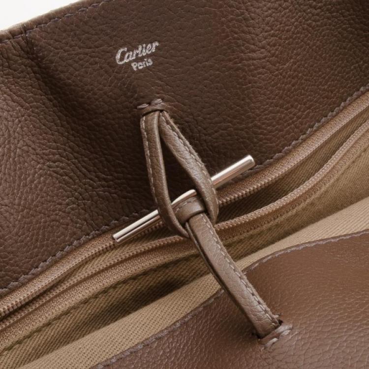 Pre Owned Cartier Beige Canvas & Snakeskin Marcello Tote 