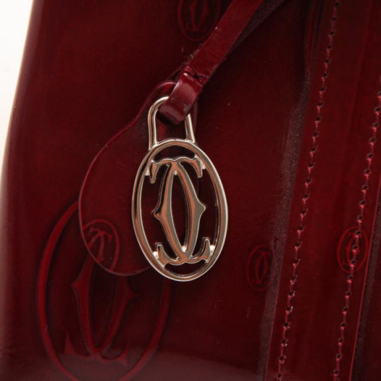 Pre Owned Cartier Bordeaux Happy Birthday Cabochon Flap Bag 
