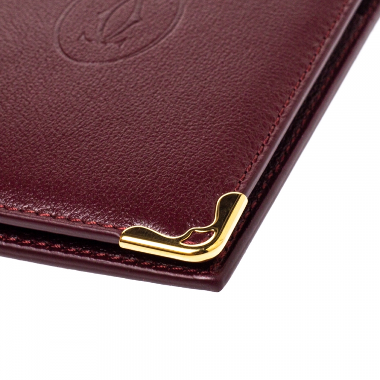 Pre Owned Cartier Red Leather Must De Cartier Card Holder