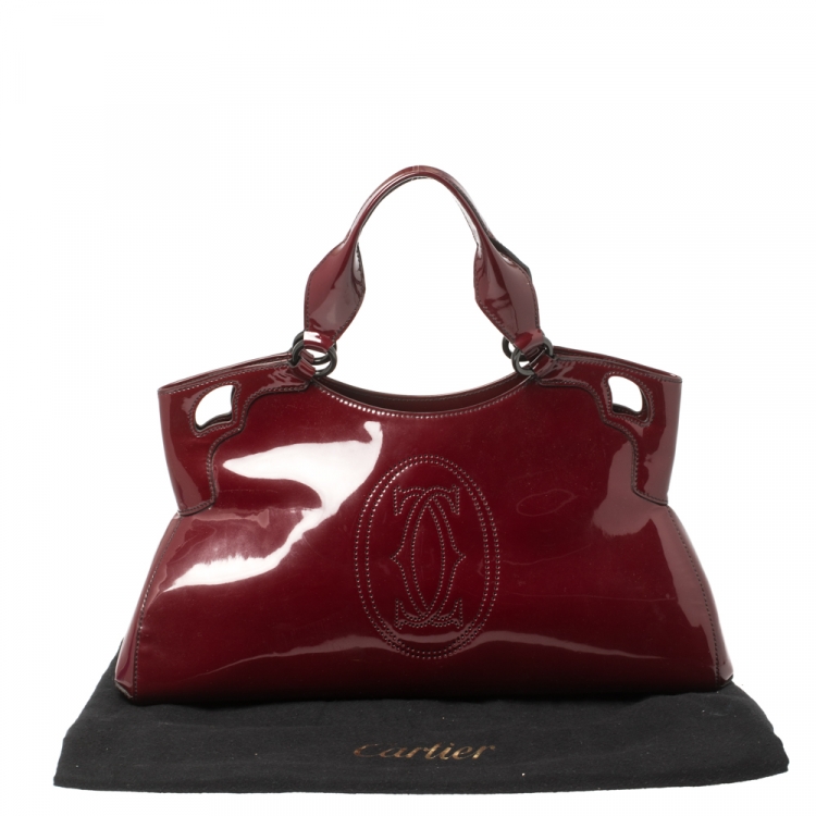 Pre Owned Cartier Red Patent Leather Large Marcello de Cartier Bag