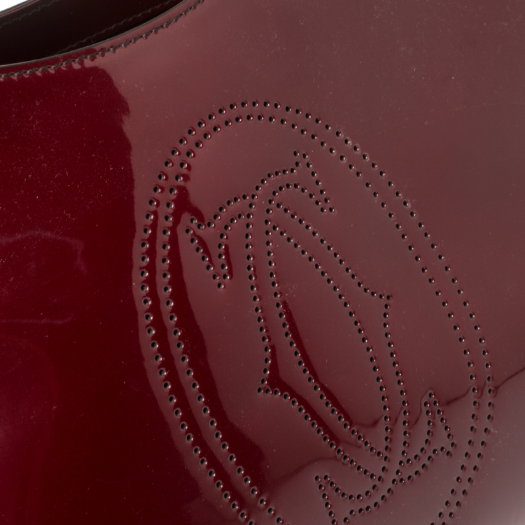 Pre Owned Cartier Red Patent Leather Large Marcello de Cartier Bag