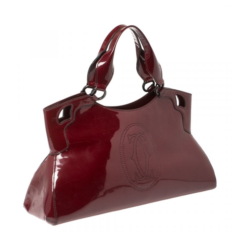 Pre Owned Cartier Red Patent Leather Large Marcello de Cartier Bag