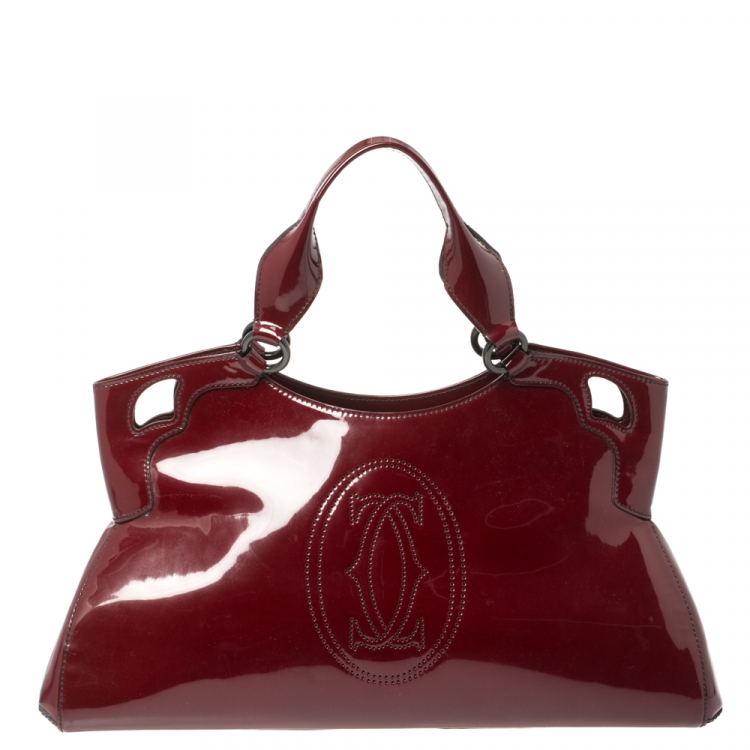 Pre Owned Cartier Red Patent Leather Large Marcello de Cartier Bag