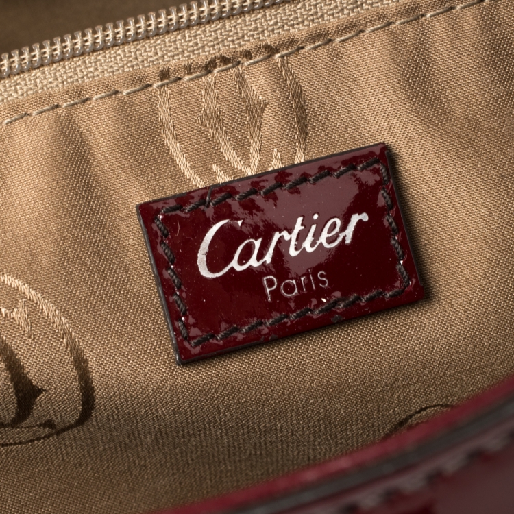 Pre Owned Cartier Red Patent Leather Large Marcello de Cartier Bag