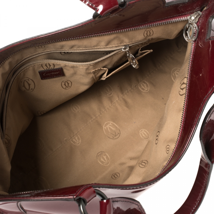 Pre Owned Cartier Red Patent Leather Large Marcello de Cartier Bag