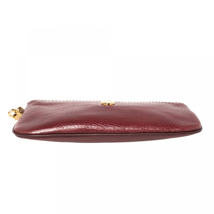 Pre Owned Cartier Maroon Leather Chain Pouch