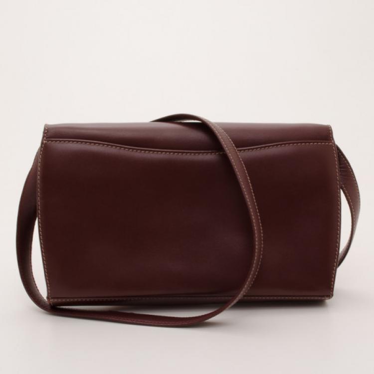 Pre Owned Cartier Vintage Burgundy Flap Shoulder Bag 