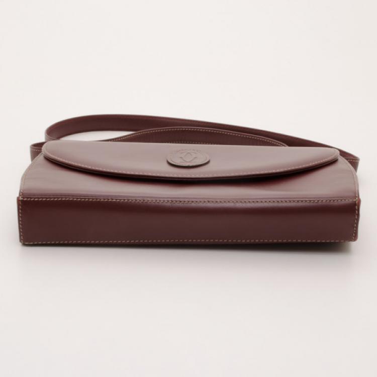 Pre Owned Cartier Vintage Burgundy Flap Shoulder Bag 